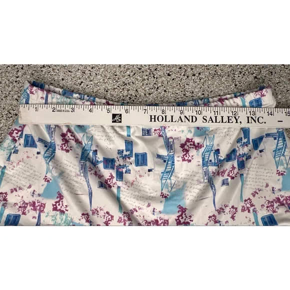 Denise Cronwall White Blue Abstract Floral Golf Skort Size Large - Picture 3 of 6
